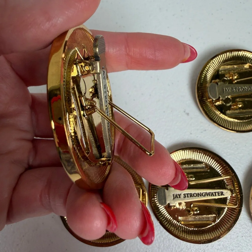 Neiman Marcus Jay Strongwater 1907-2007 Green Enamel Frame Pin Brooch Set of 5